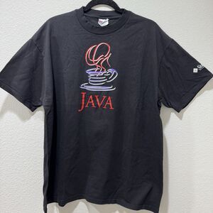 Vintage 90s Java Sun Microsystems Tech Promo T Shirt Size XL Black Made in USA